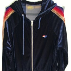 Classic Velvet Zip Hoodie Rainbow Stripes